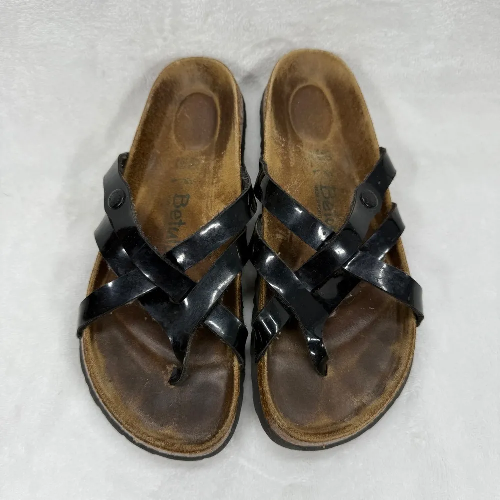 Birkenstock Betula Vinja Black Faux Patent Leather Strappy Sandals Size 40N US 9 - Image 3