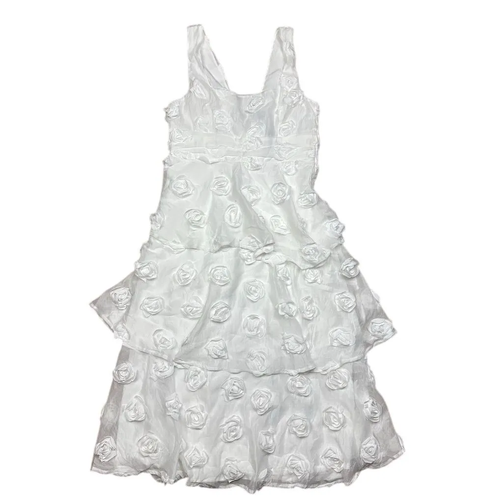 NWT Lulus Exceptional Entrance White Sleeveless Tiered Rosette Midi Dress XL - Image 4