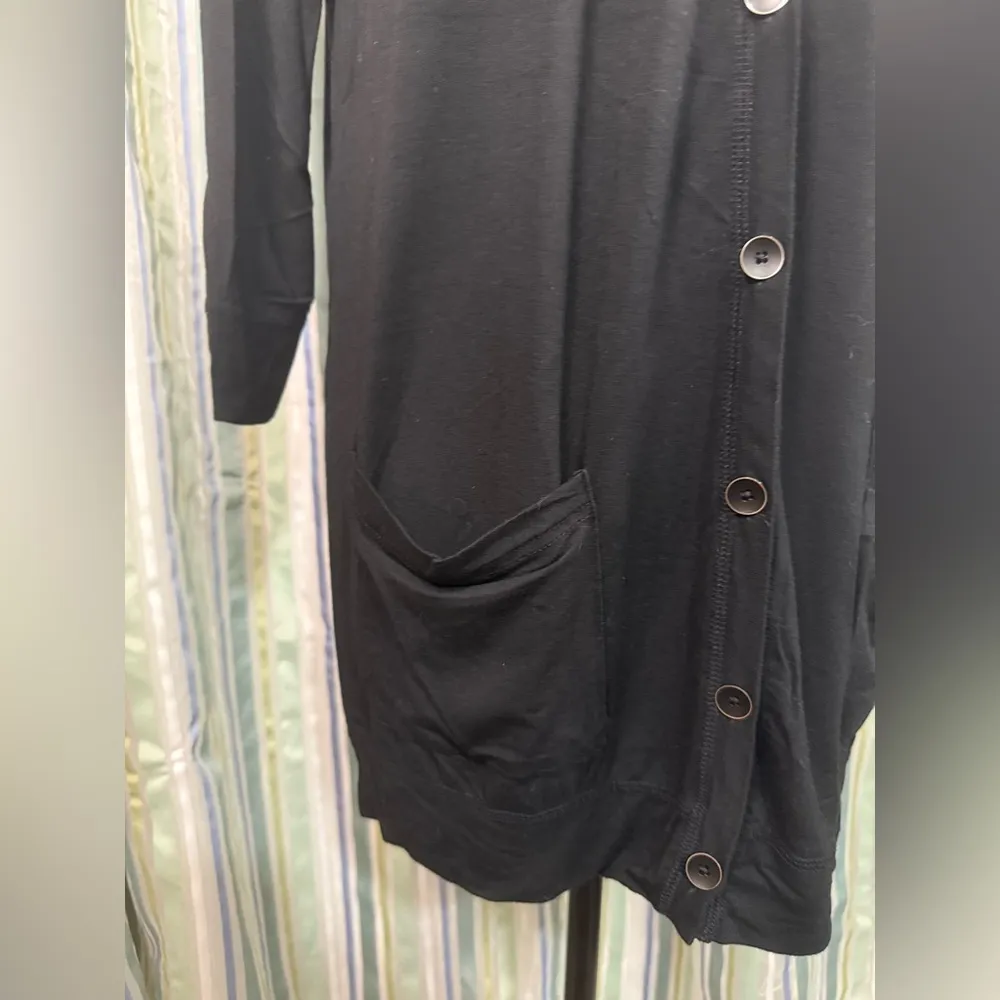 American Eagle AEO  Soft Sexy T Long Button Front Cover Up Sweater - Type Blk LG - Image 3