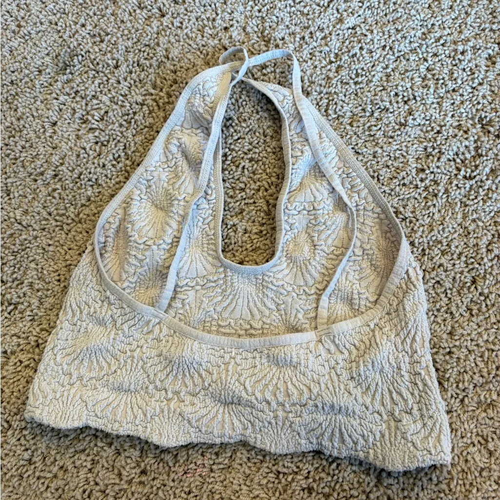 Free People Cream Textured Halter Top - Image 2