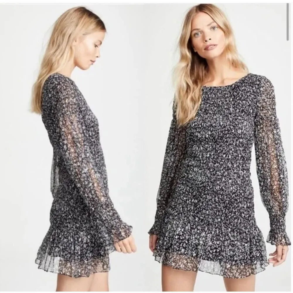 LoveShackFancy Scarlett Mini Dress Stars Black White Womens Size XS - Image 10