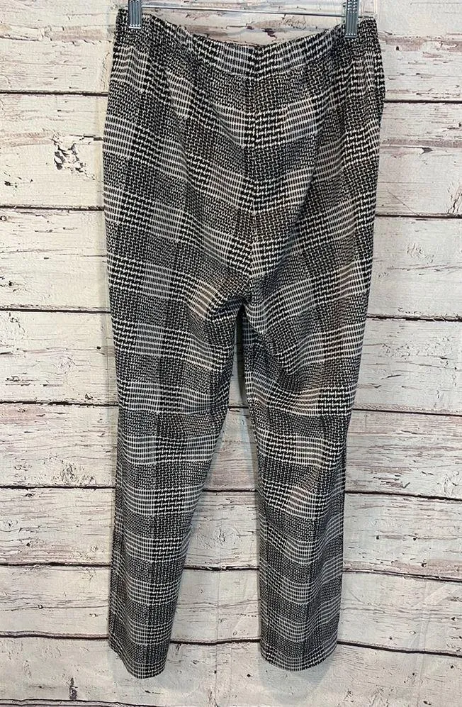 LANDS END Sport Knit Straight Leg Elastic Waist Pull-On Pants Black Glen Plaid-M - Image 2