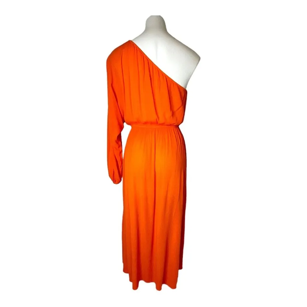 MARA HOFFMAN Vibrant Orange Vera One Shoulder Maxi Dress Bright Resort Size M - Image 6