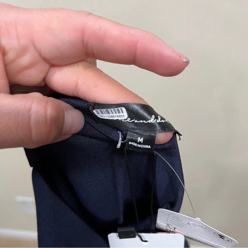 NWT line and dot NUULY Lennon Long Sleeve Top navy long sleeve blouse womens M - Image 9