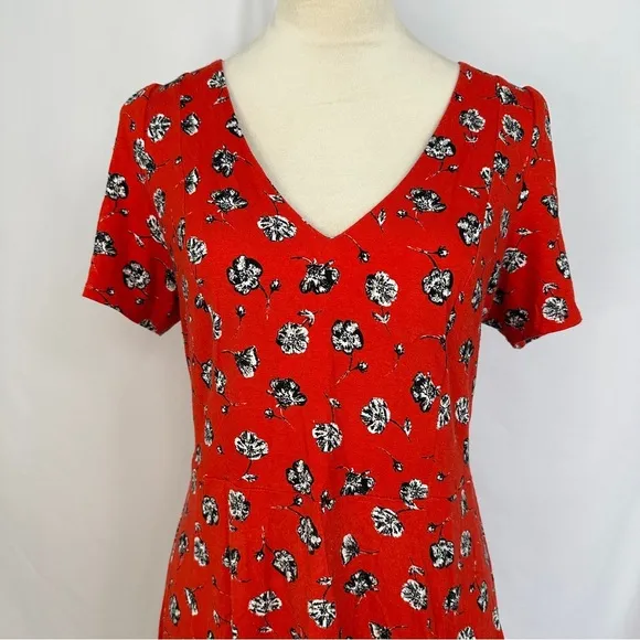 Philosophy‎ Dress Womens Large Red Floral V-Neck Adjustable Lace Up Back Summer - Image 2