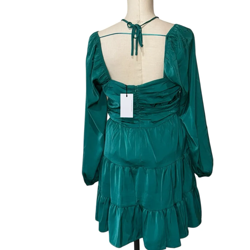 NWT Greylin X Anthropologie Emerald Green Halter Neck Mini Dress Medium - Image 5