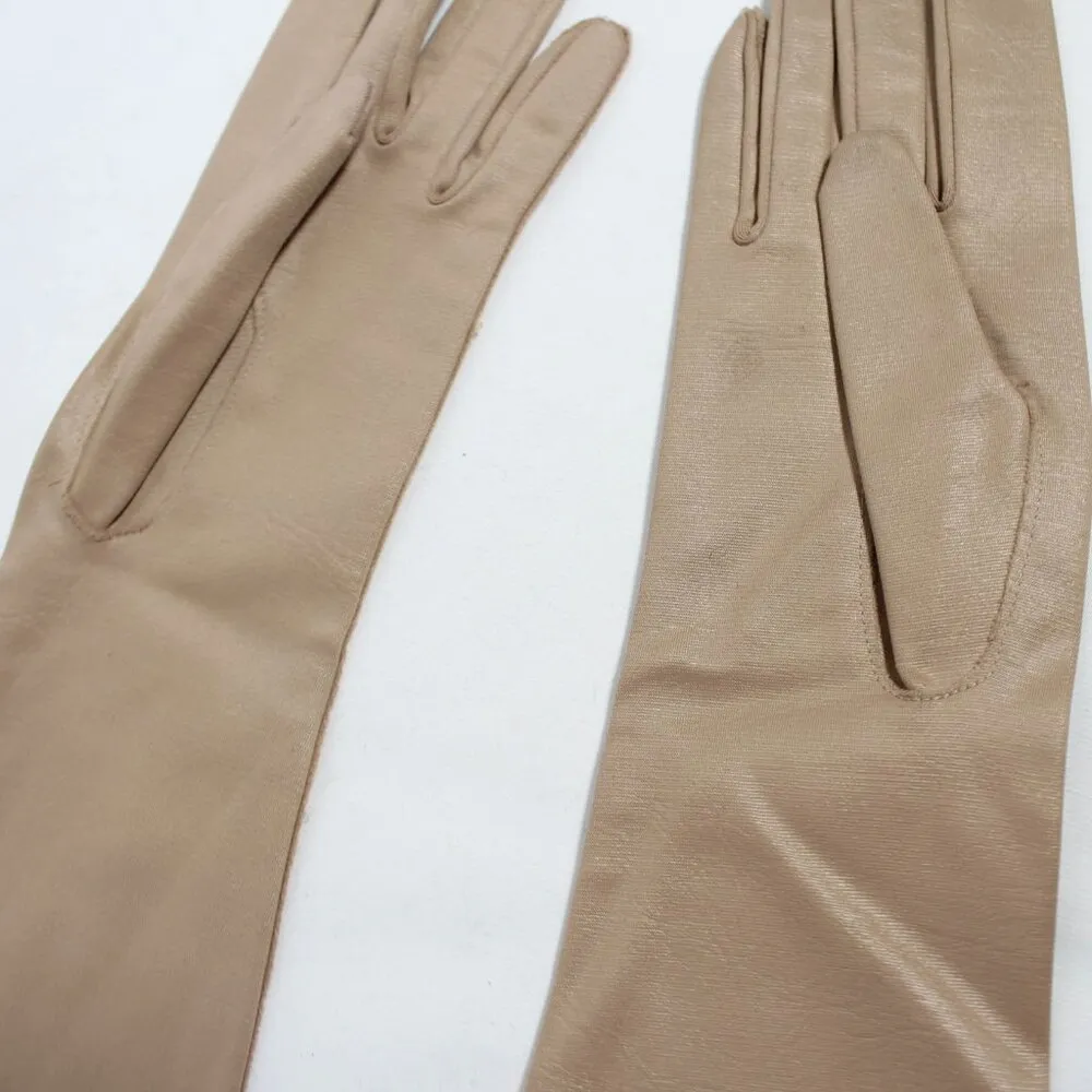 Vintage 1950s 1960s Nude Taupe Evening Gloves - Image 5
