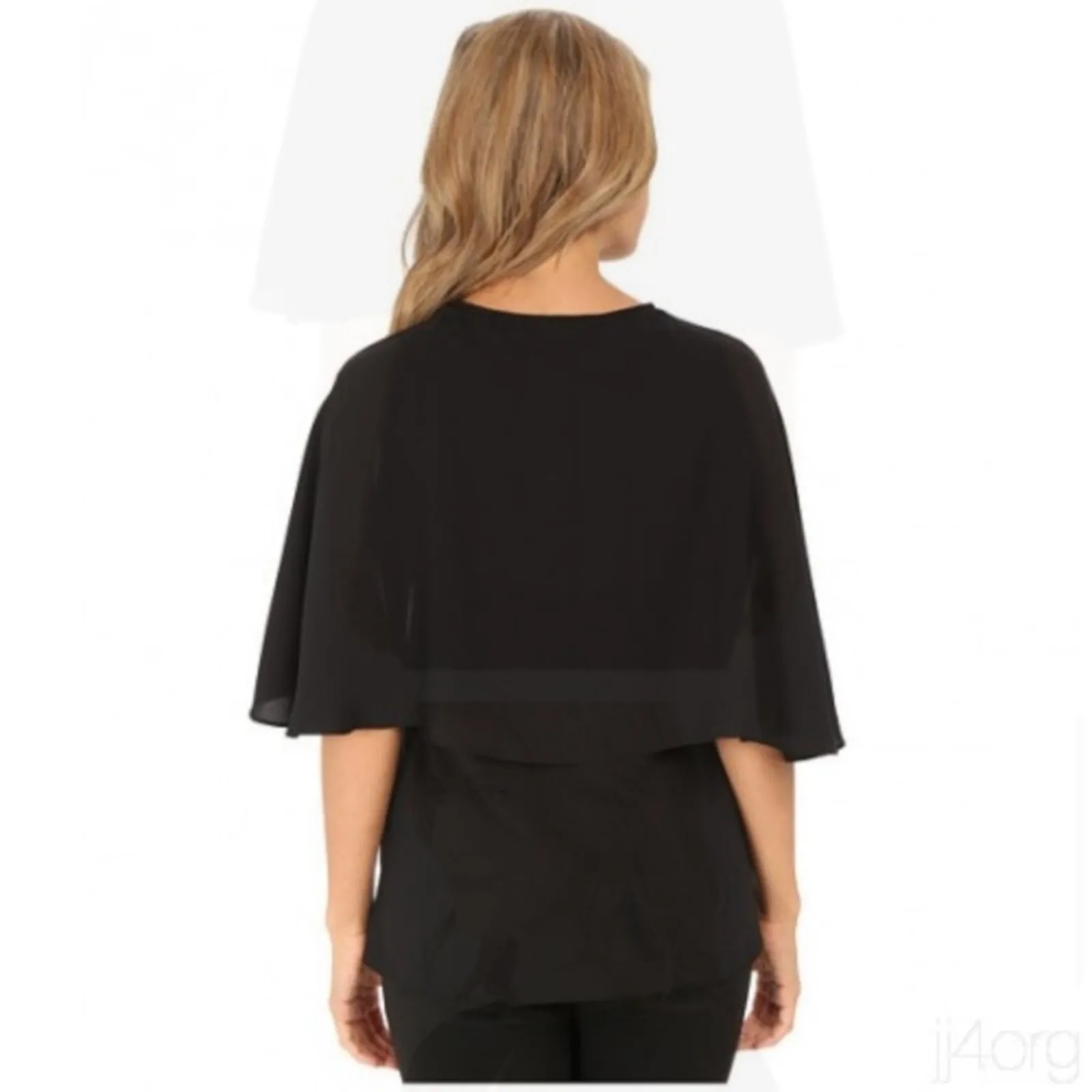 NWT Trina Turk Alee black flutter sleeves cape blouse - Image 10
