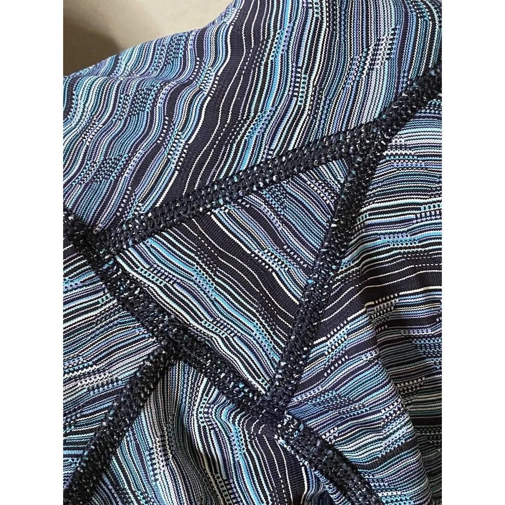 Lululemon Athletica Leggings Womens Black Aqua Striped Workout Yoga‎ Gym Sz 6 - Image 5