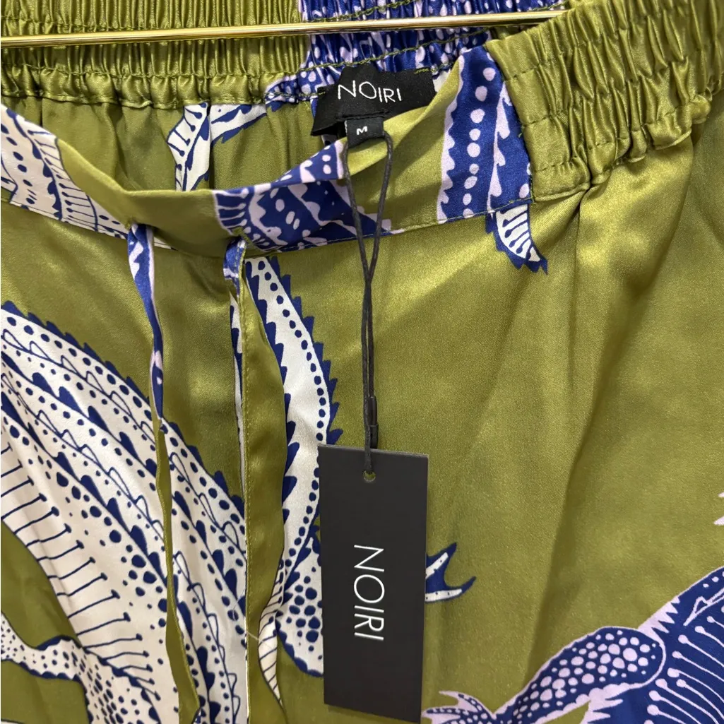 NOLI YOGA-Noiri Dragon Print Pajama Set NWT Olive Green Satin Top & Pants Size M - Image 10