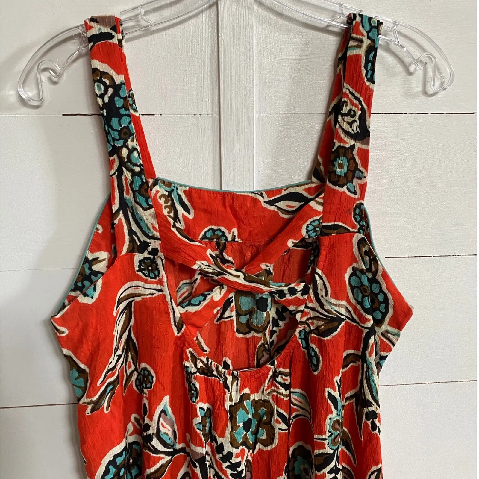Band of the Free Teresa‎ Tangerine Floral Tank Mini Dress M - Image 12