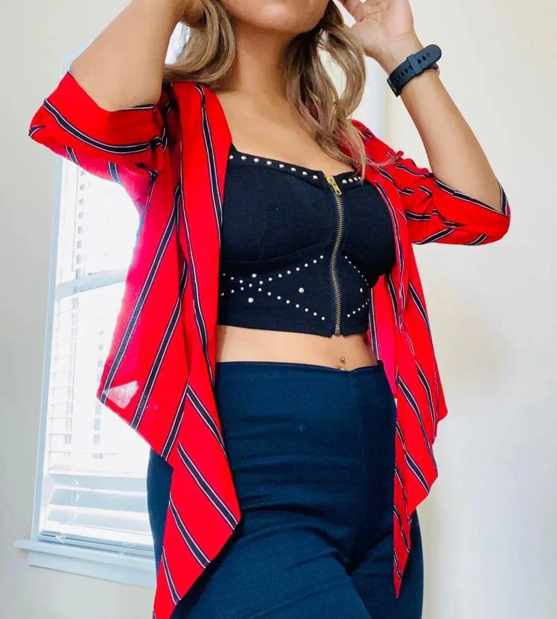 red crop shirt top - Image 4