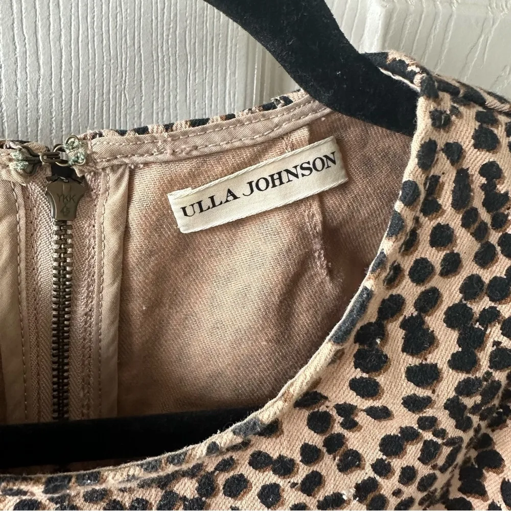 Ulla Johnson Vesna Cheetah Print Denim Puffy Sleeve Top Small 4 - Image 2