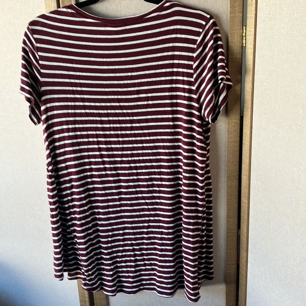 FINAL MARKDOWN Mossimo Maroon and White Striped Shirt xl - Image 7