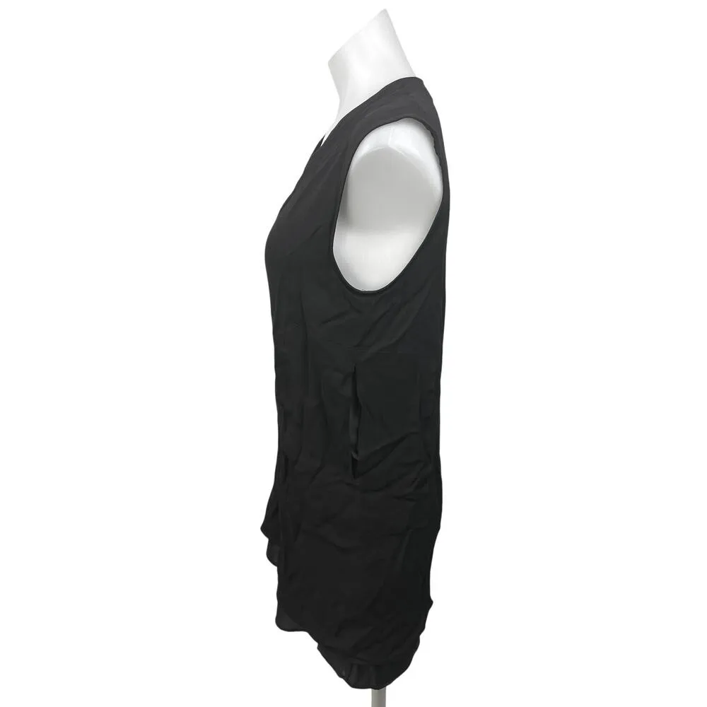 Helmut Lang Black Sleeveless Plunging V-neck Pull On Pockets Mini Tank Dress S - Image 2