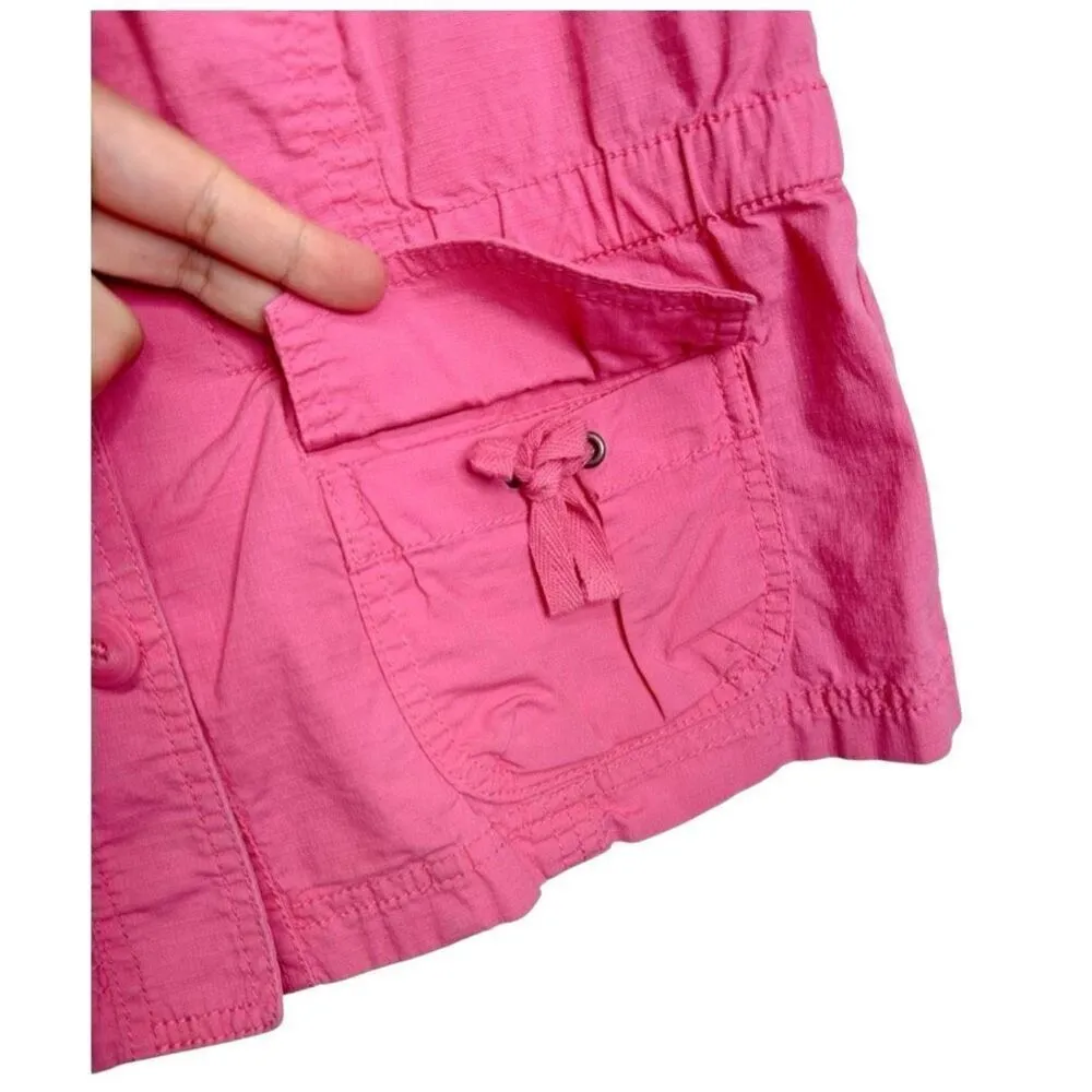 Chico’s Cargo Shirt Womens Pink Short Sleeve Size Medium Front Pockets Collared - Image 5