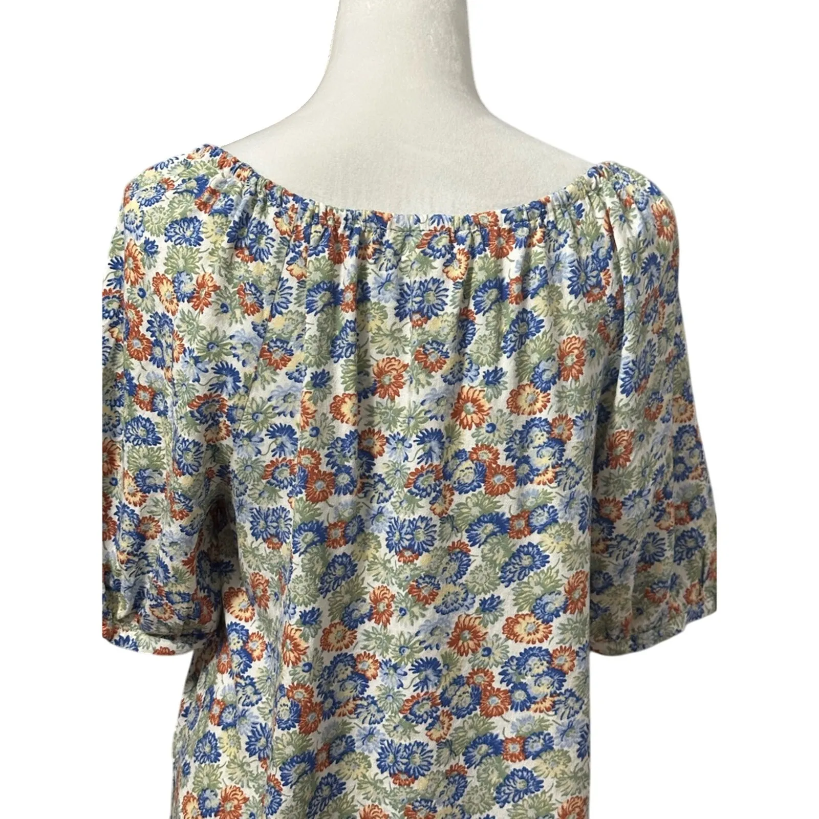 Treasure & Bond Peasant Blouse Puff Sleeves Floral White/Multicolor W XXS NWOT - Image 5