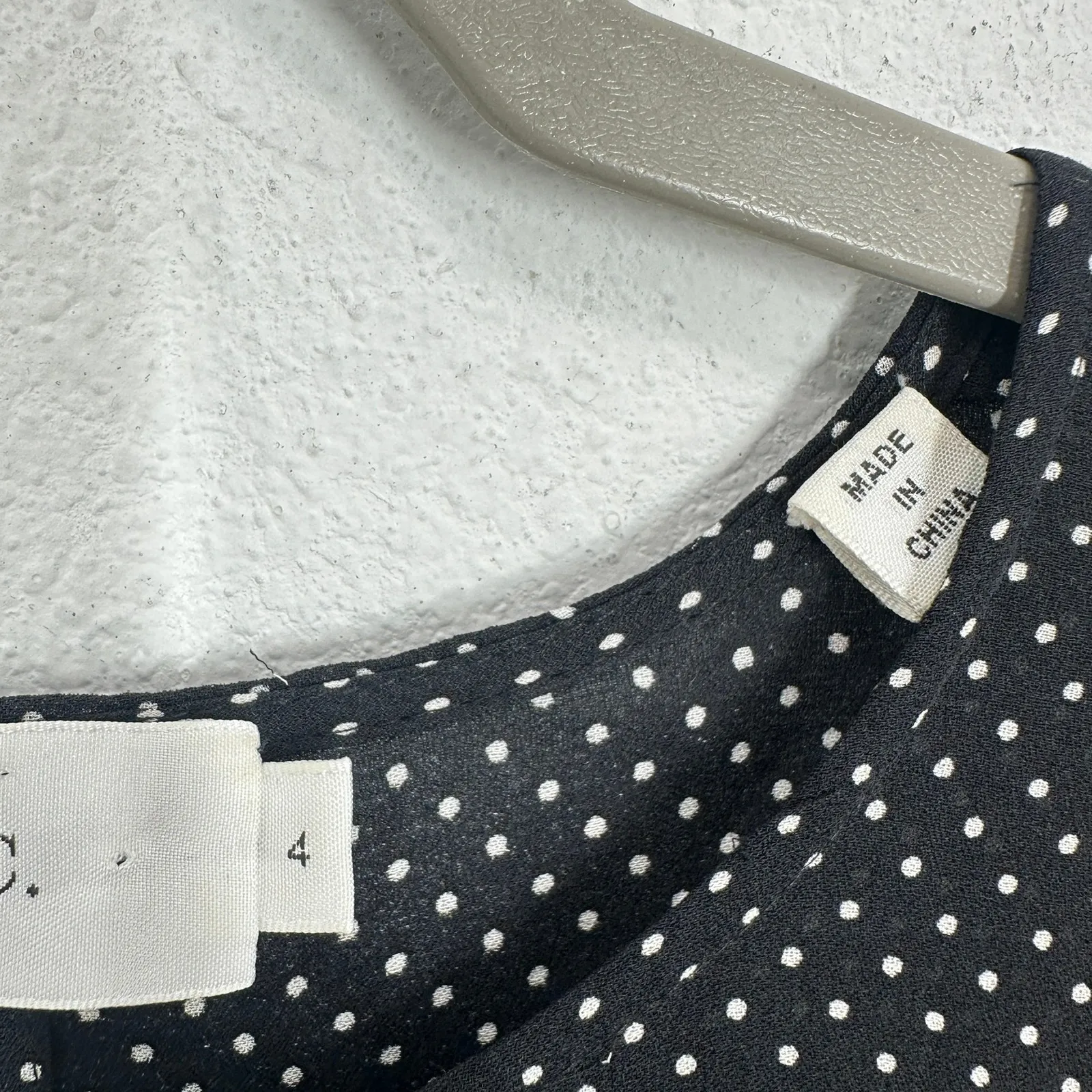 A.L.C. Black White Polka Dot 100% Silk Long Sleeve Mini Dress Size 4 Fit & Flare - Image 5