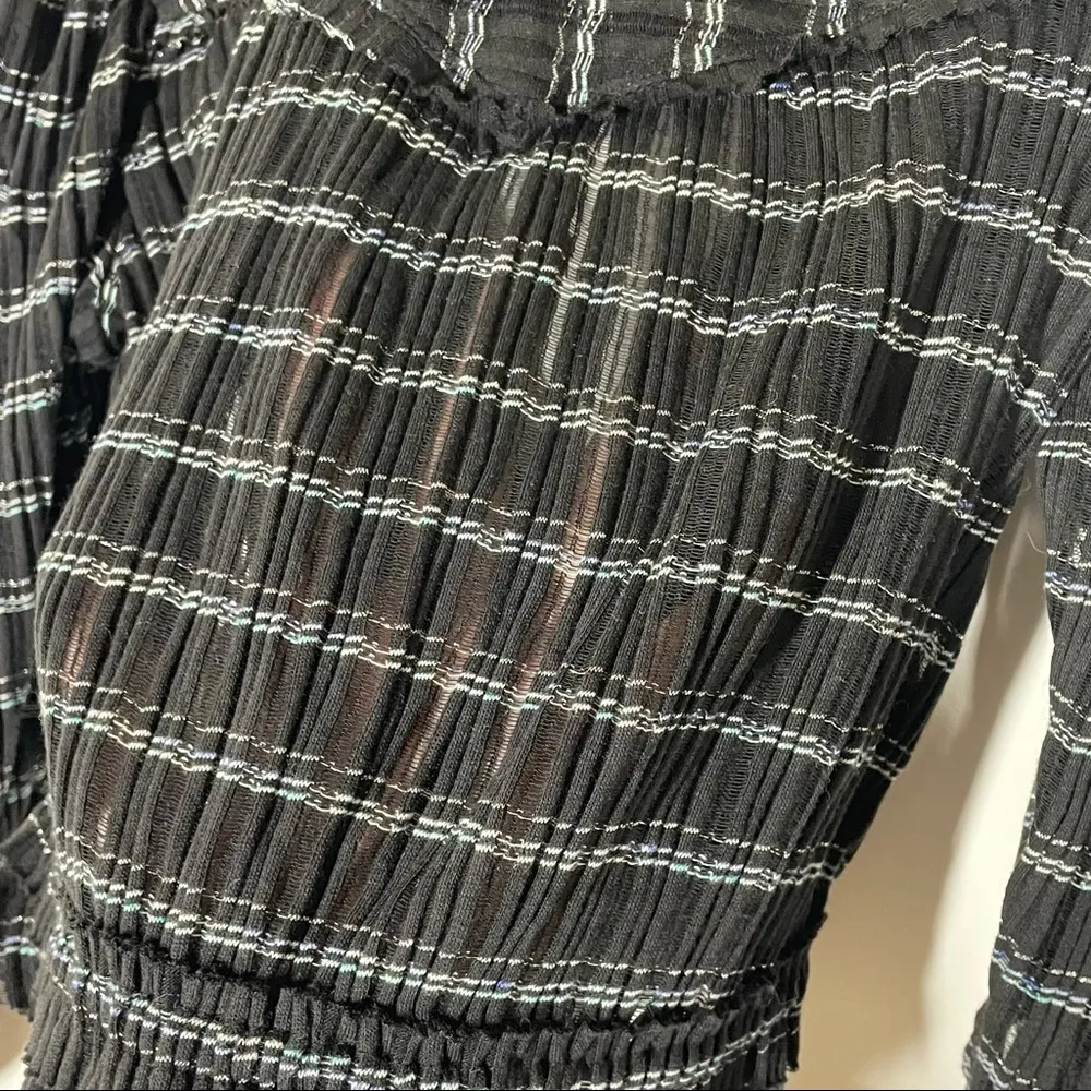 NEW  Girlfriend Surplice Shimmer Stripe Long Sleeve Blouse Size XS - Image 8