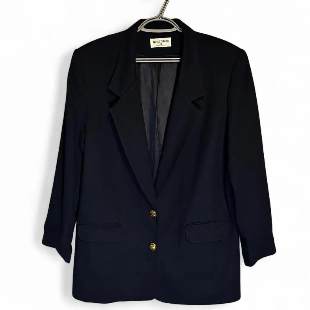 Alfred Dunner Women’s Blue Blazer Size 12 Made in USA – Padded Shoulders - Image 3