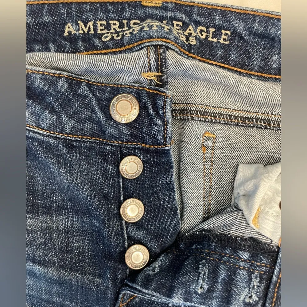 American Eagle Outfitters Lowrose Skinny Stretch Women’s Button Fly Blue Jeans - Image 2