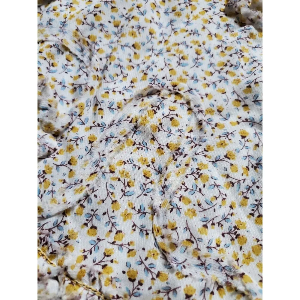 Studio M Skirt Women 4 White Yellow Floral 3D Ruffle Texture Above Knee Summer - Image 5