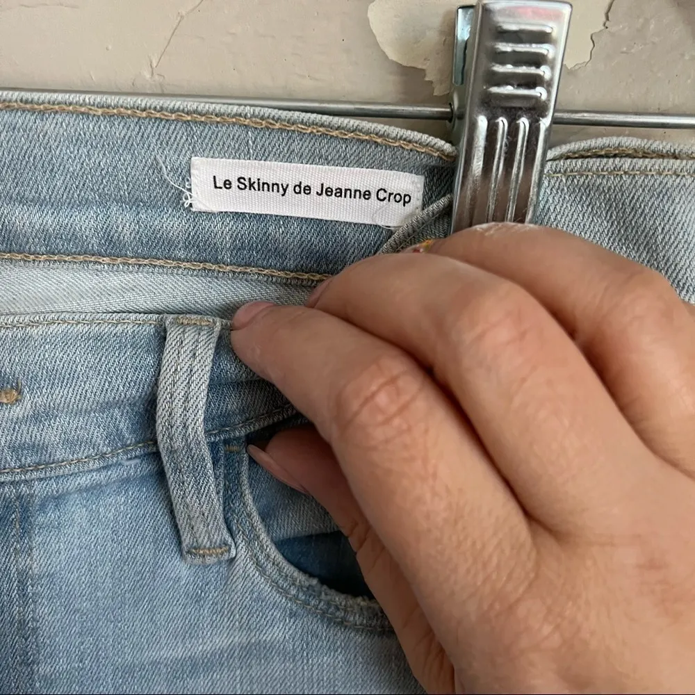 Frame Le Skinny De Jeanne Crop‎ Distressed Honeywood Raw Hem Denim Jeans - Image 6