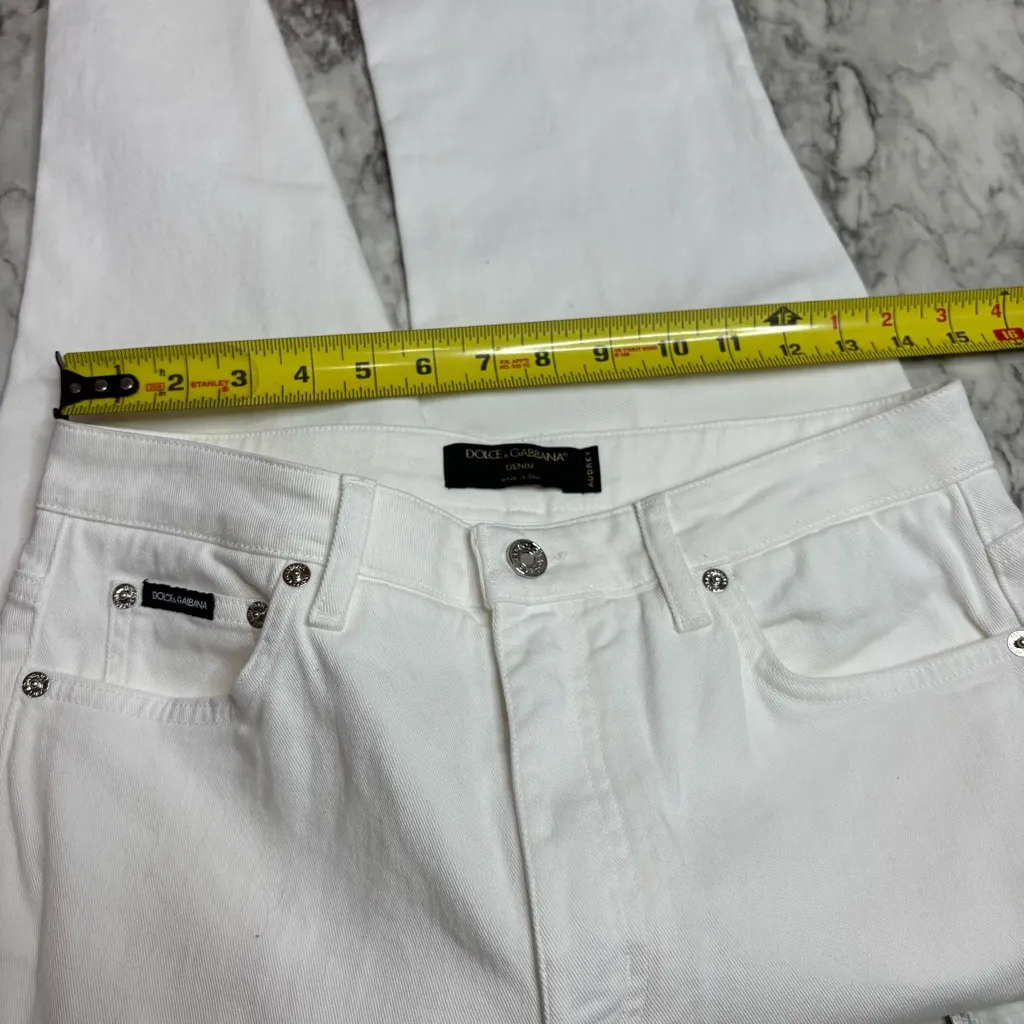 Dolce & Gabbana Audrey White high rise skinny jeans made in Italy size 46 /10 - Image 4