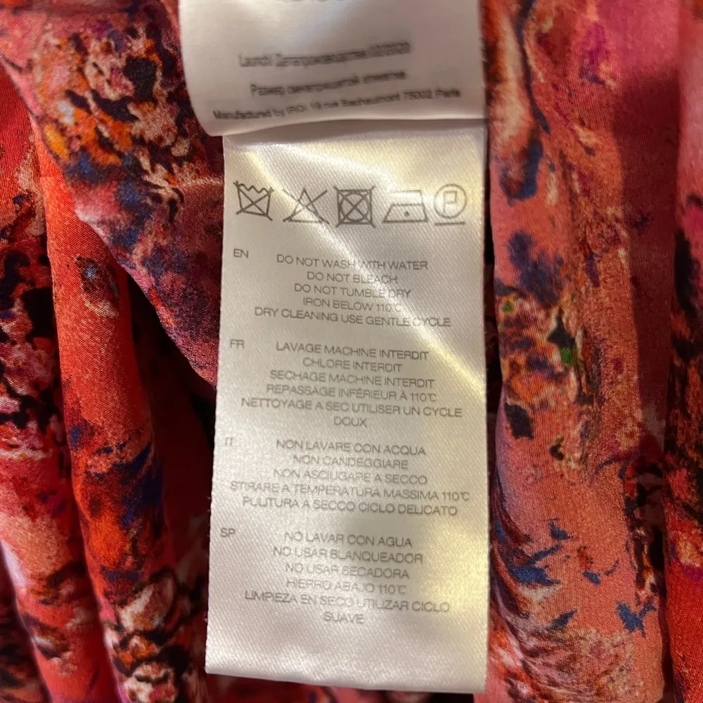 IRO Kaya Printed Crepe de Chine Midi Dress Coral Red Floral Print EU 36 / US 4 - Image 6