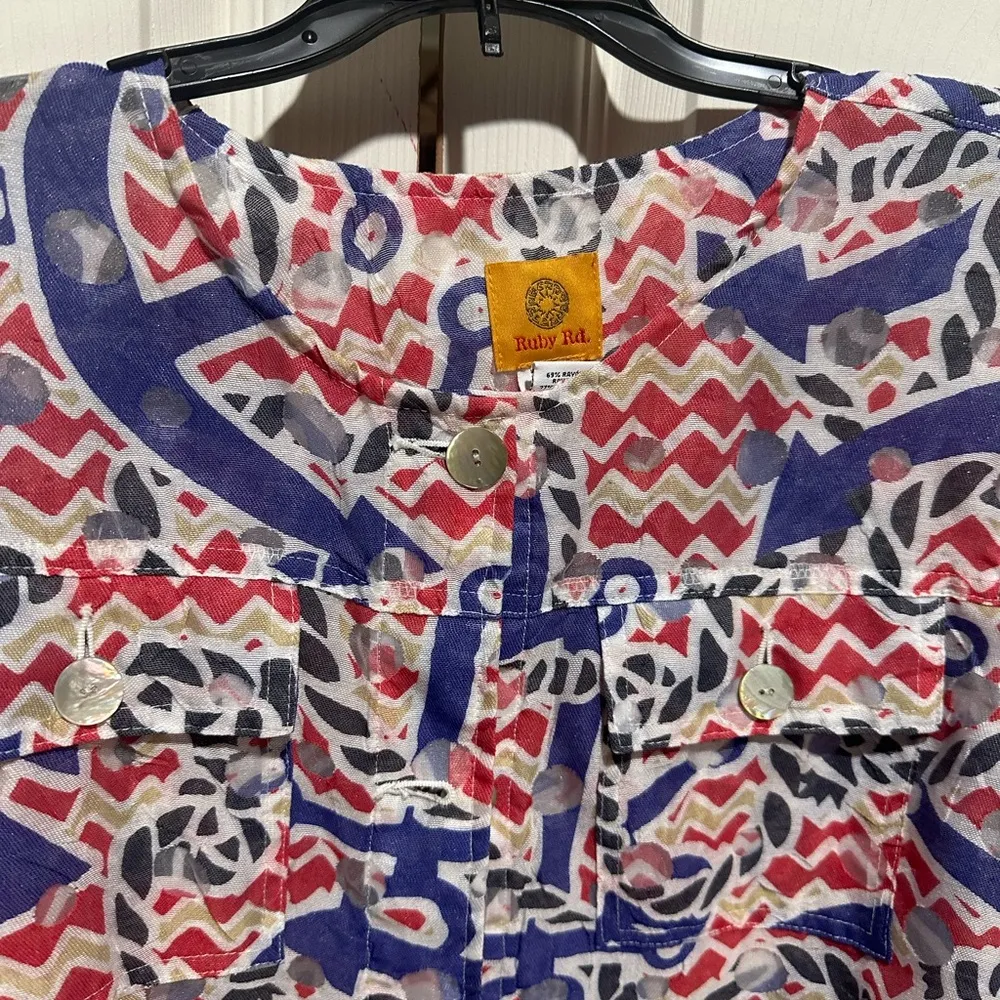 Ruby Rd  colorful button down blouse. Size 10 - Image 2