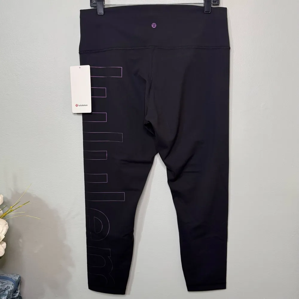 Lululemon Wunder Train High Rise Tight Athletic Legging Black Graphic Logo NWT - Image 8