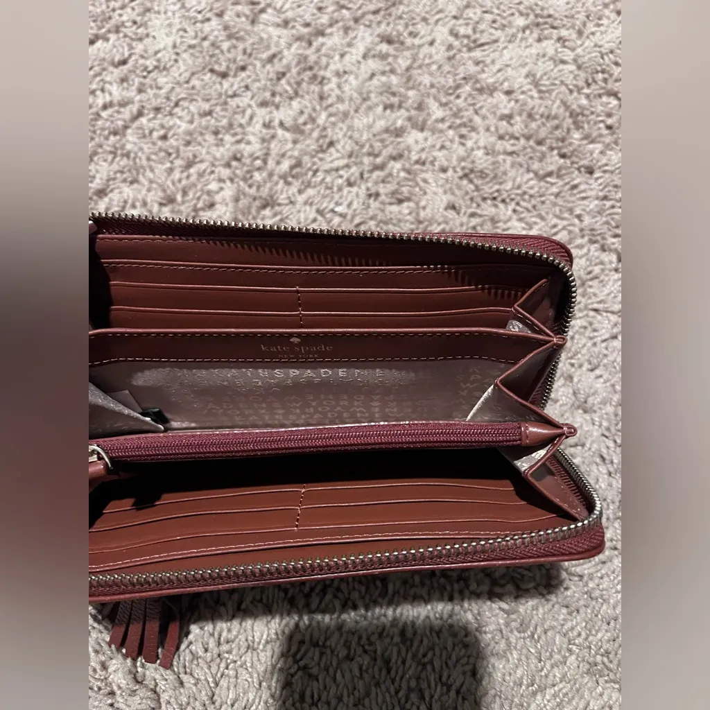 Kate Spade Pebbled Leather Zip-Around Wallet – Red – Pre-Owned, Great Condition - Image 5