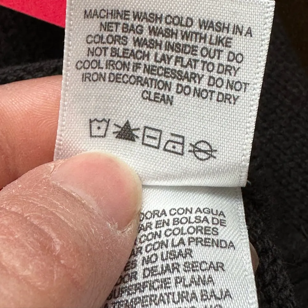 Liz Claiborne Black Cable Kinit Cardigan Top Faux Fur Collar Button Down SZ XL - Image 8