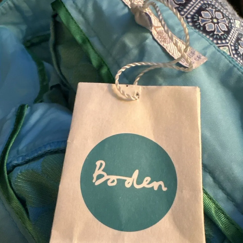 Boden Pants Sz 6P Womens Green Teal Raised Polka Dot Print Bistro Crop Ankle New Blue - Image 3