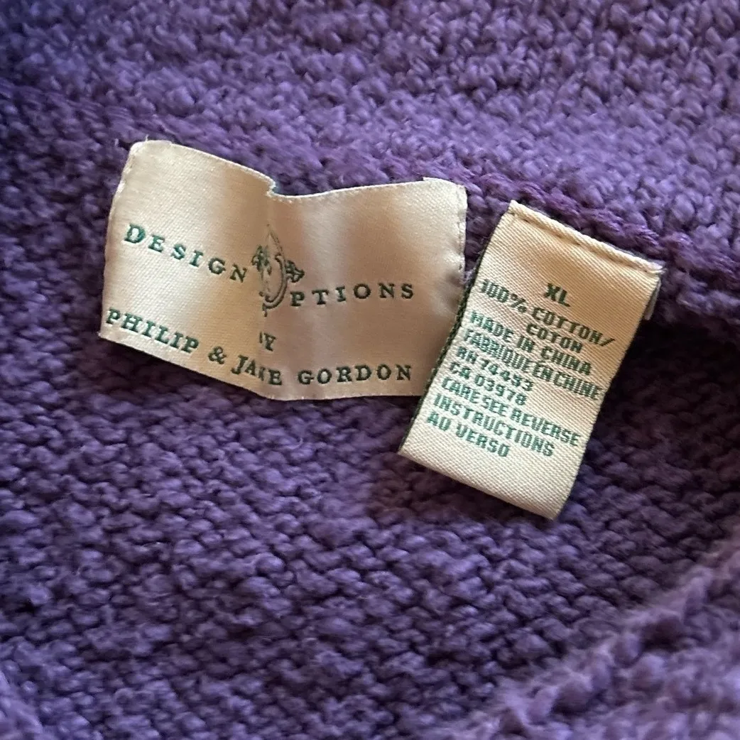 Design Options Philip &‎ Jane Gordon Purple Textured Knit Cozy Sweater XL - Image 2
