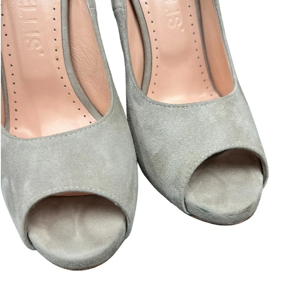 Marc Ellis New York Peep Toe Suede High Heels in light gray size 39 (US 9) - Image 4