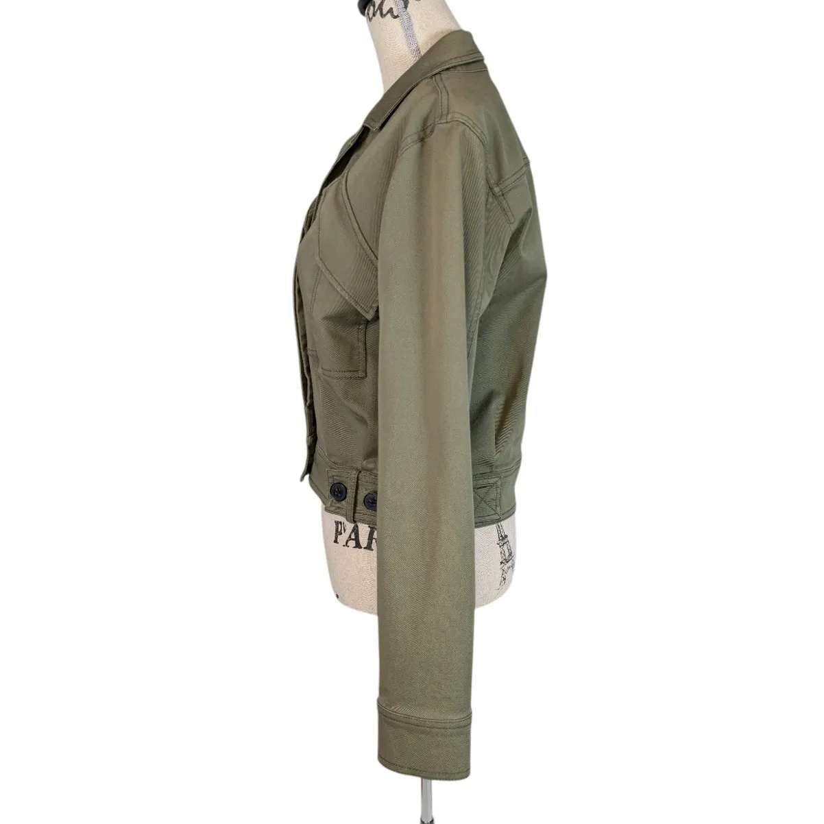 Derek Lam 10 Crosby Gwen Field Jacket Olive Green Cropped Utility Size 2 - Image 4