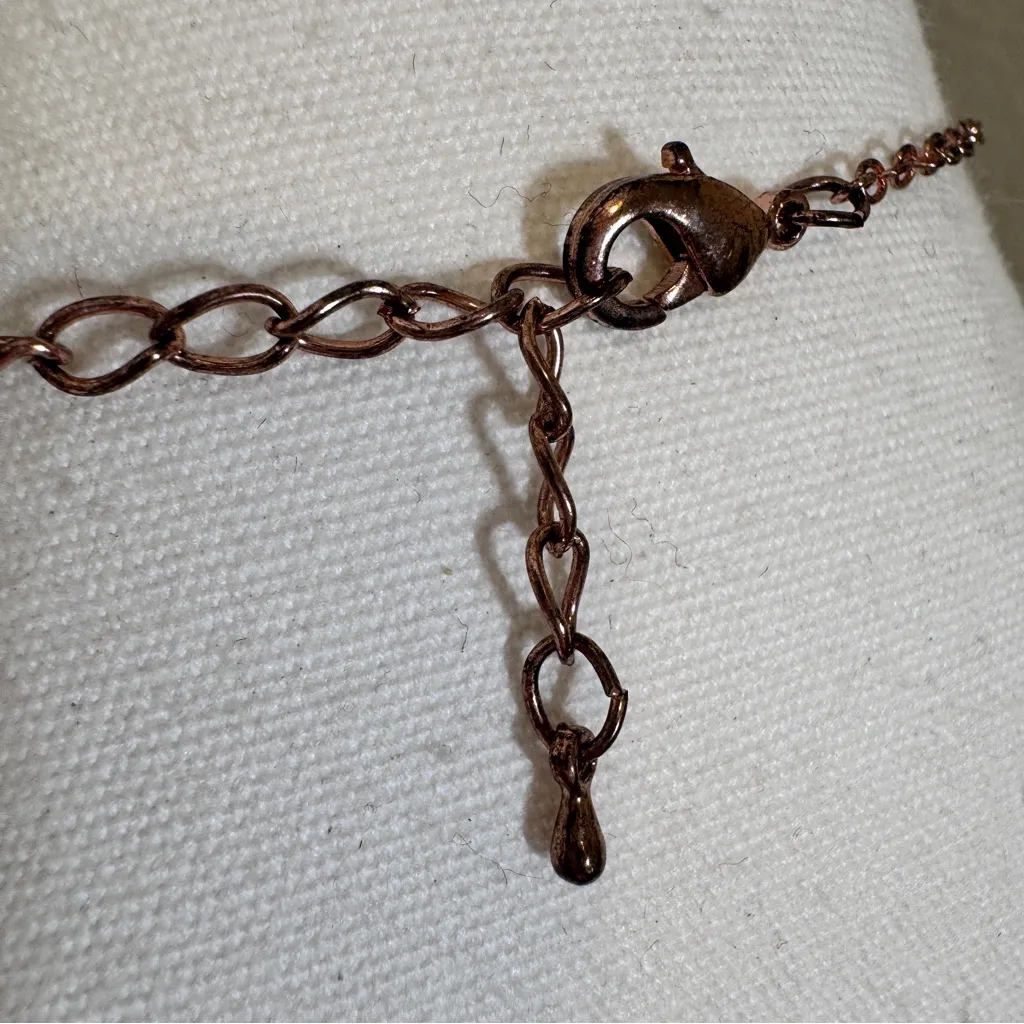 Bronze Tone Rhinestone Pendant Necklace Costume Jewelry Womens Silver - Image 4