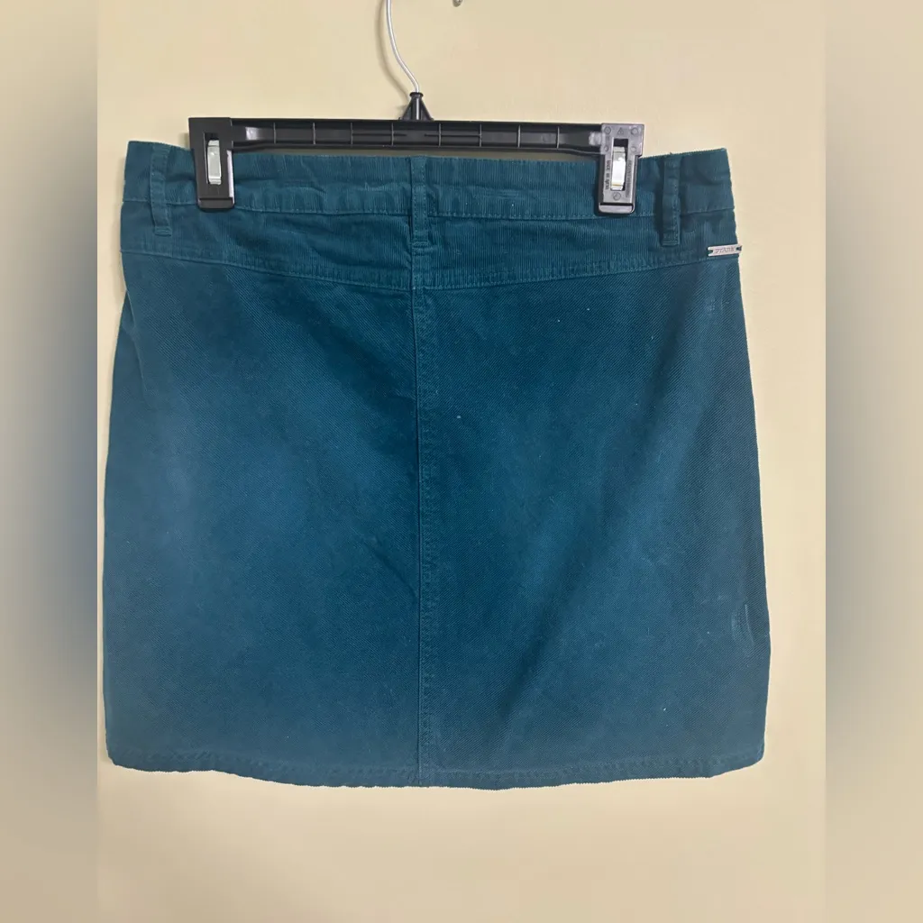 PrAna Trista Corduroy Mini Skirt Womens Size 8 Medium Blue Green Pockets Organic - Image 2