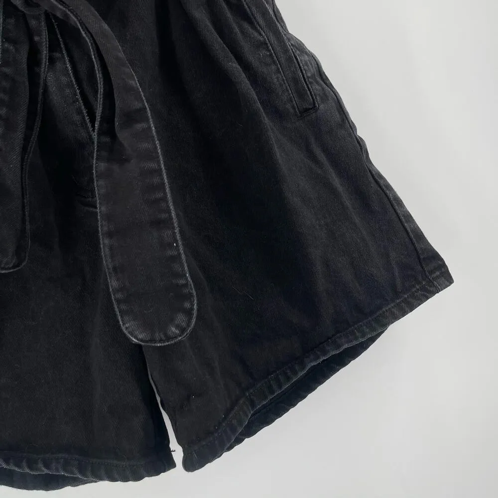 BARDOT Paperbag Denim Jean Shorts Size 30 Black 100% Cotton High Rise Waist - Image 12