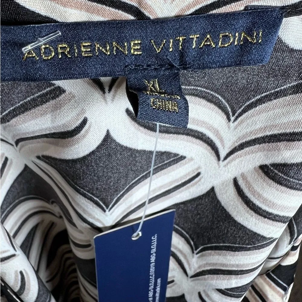 Adrienne Vittadini black mocha black and tan print blouse top size XL NWT - Image 7