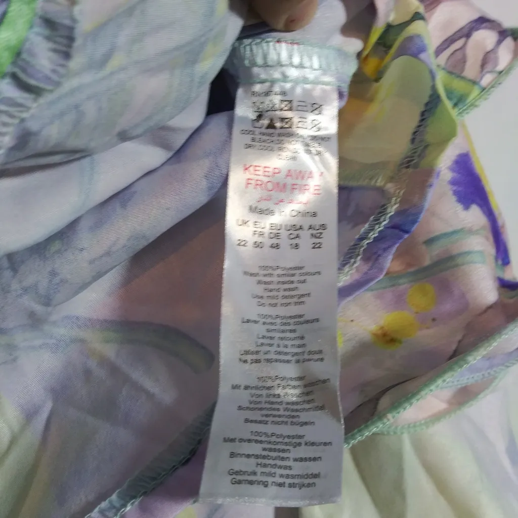 PrettyLittleThing Plus Floral Ruffle Puff Sleeve Bardot Crop Vacation Size 18 - Image 8