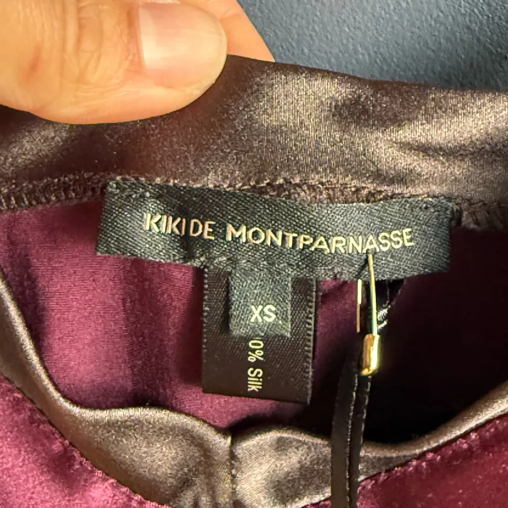 NWT Kiki de Montparnasse Silk Charmeuse Muse Romper, Size XS, Bordeaux Purple - Image 3