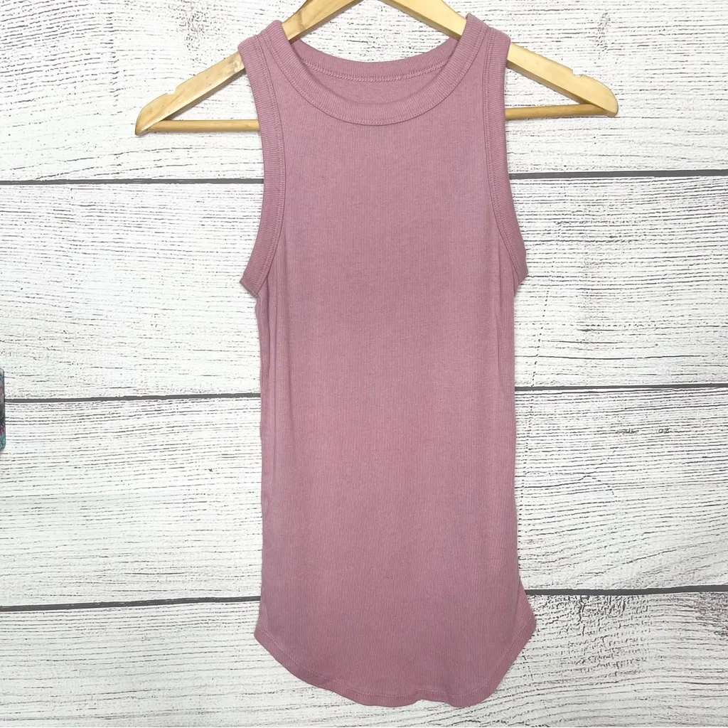 A New Day Mauve Pink Slim Fit Ribbed High Neck Tank Top Size Small Modal Stretch - Image 2