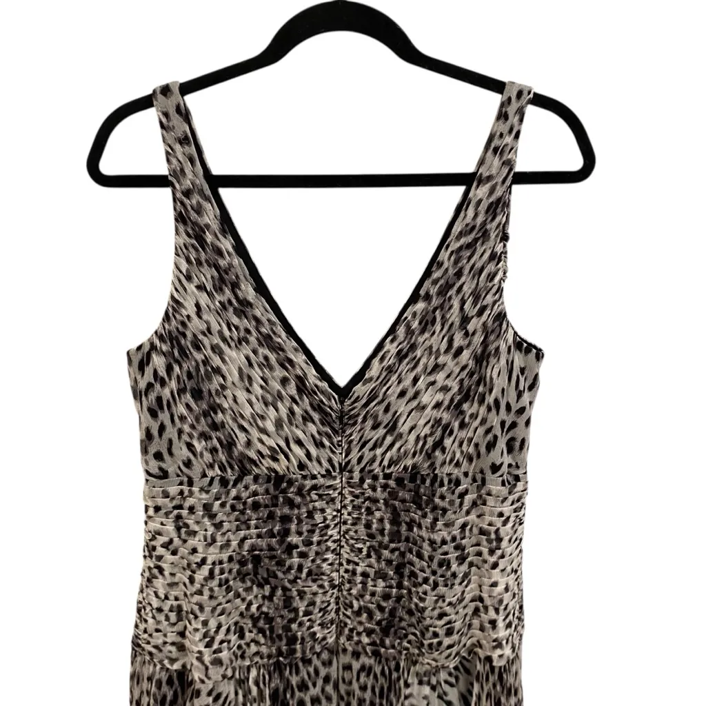 Tadashi Collection Silk Leopard Print Midi Dress Ruched V - Image 7