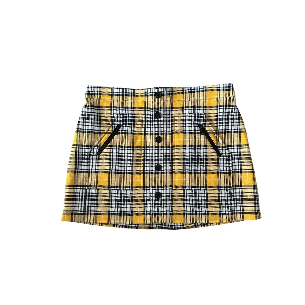VERONICA BEARD Yellow Black Plaid Button Skirt Size 12 - Image 7