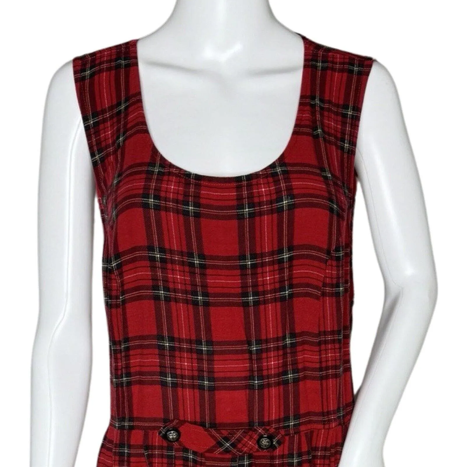 KDK‎ Designs Dress Womens XL Black Red Plaid Midi Classic Preppy Cabin Vintage - Image 5