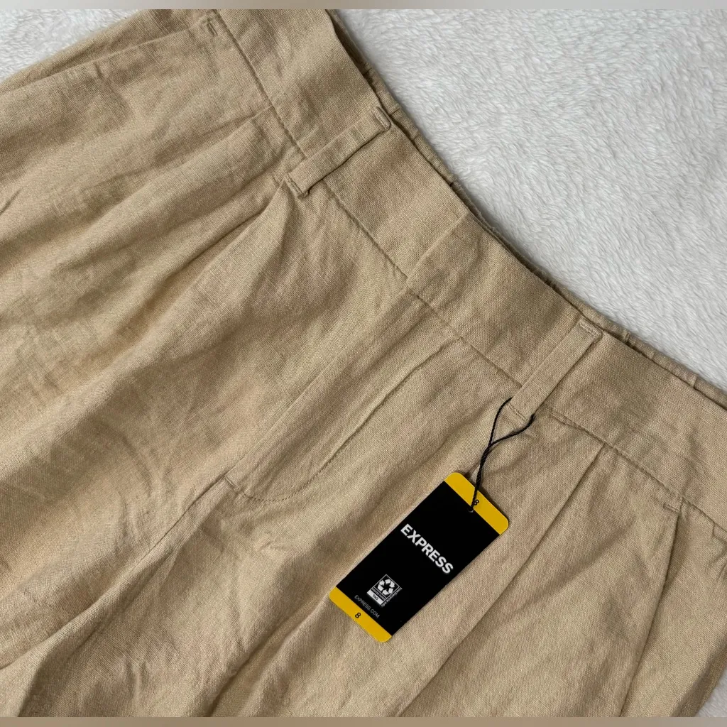 NWT Express Linen Blend Pleated Shorts Business Casual - Image 2
