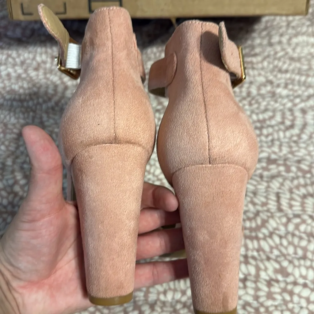 IDIFU Women's IN4 Pedazo High Block Heels Pumps Pointed size 7.5 pink suede - Image 4