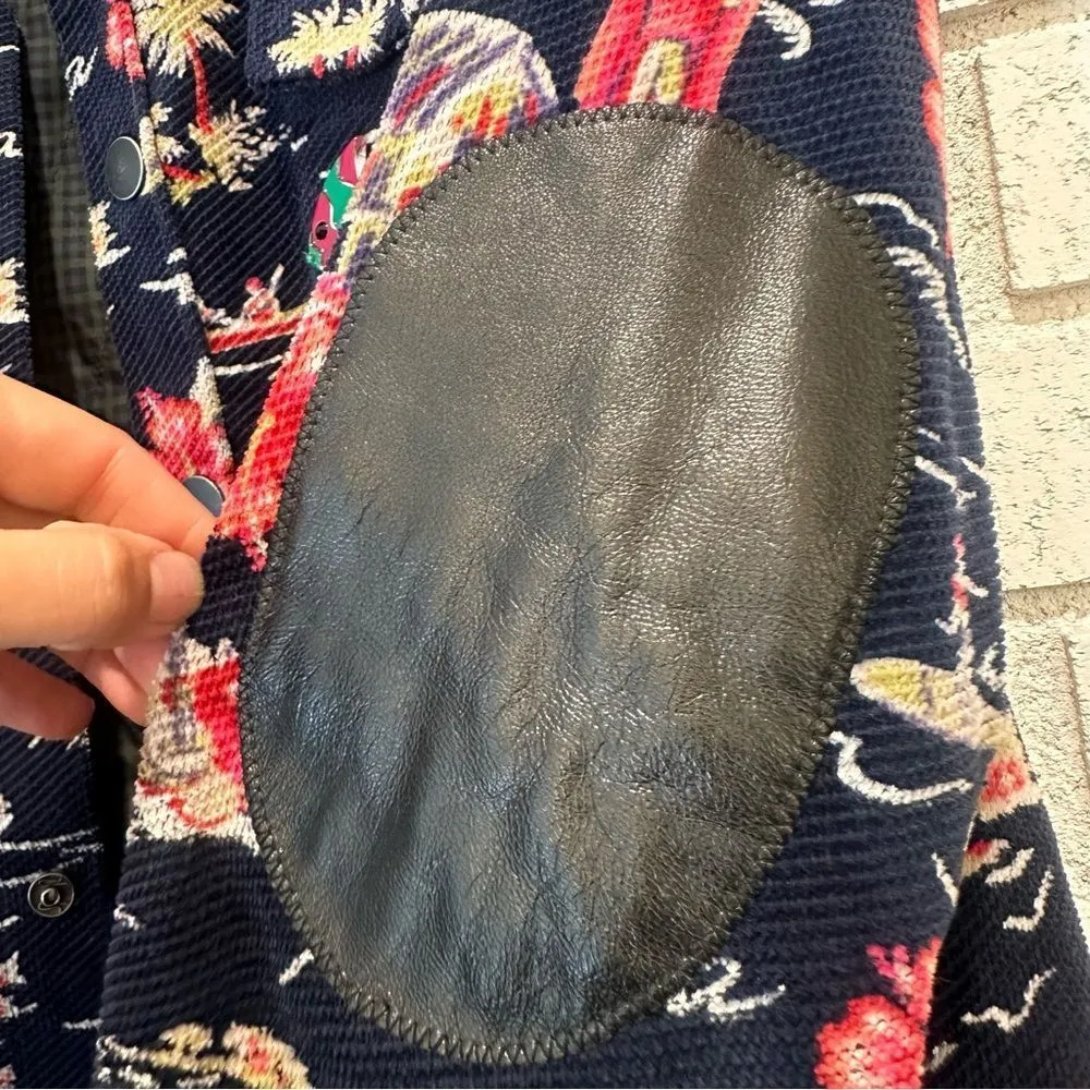 Authier Shirt Jacket Blue Tropical Aloha Hawaii Rare Shacket size 42/US 6 small - Image 12